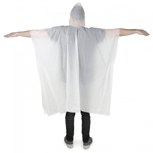 Rückansicht Bio Regenponcho aus pflanzlicher Stärke