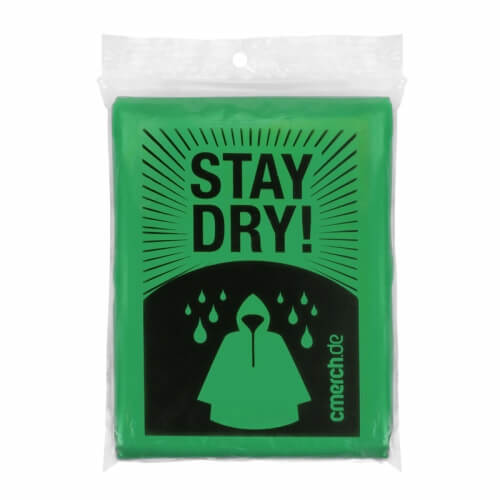 Notfall-Regenponcho mit Aufkleber 1-farbig
