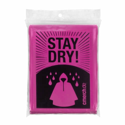 Notfall-Regenponcho mit Aufkleber 1-farbig