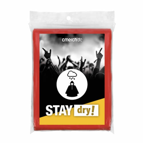 Notfall-Regenponcho mit Aufkleber 4-farbig
