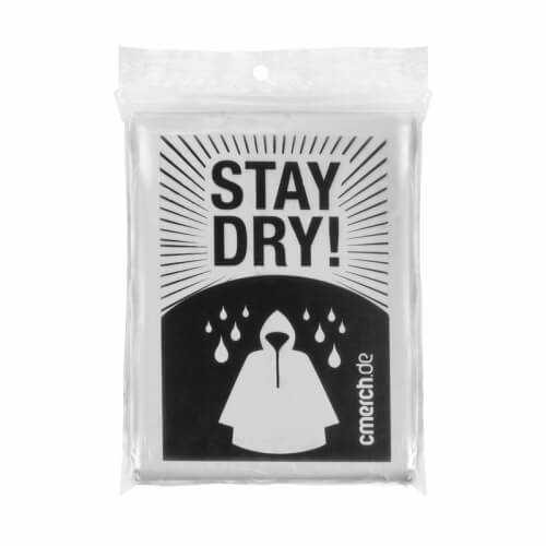 Notfall-Regenponcho mit Aufkleber 1-farbig