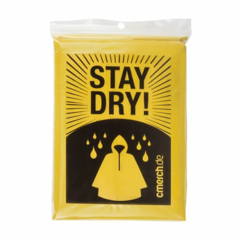 Notfall-Regenponcho mit Aufkleber 1-farbig