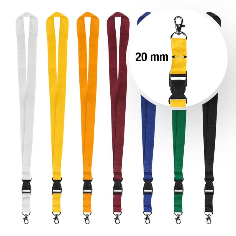 Polyester Lanyards 20 mm Bandbreite mit Steckschnalle