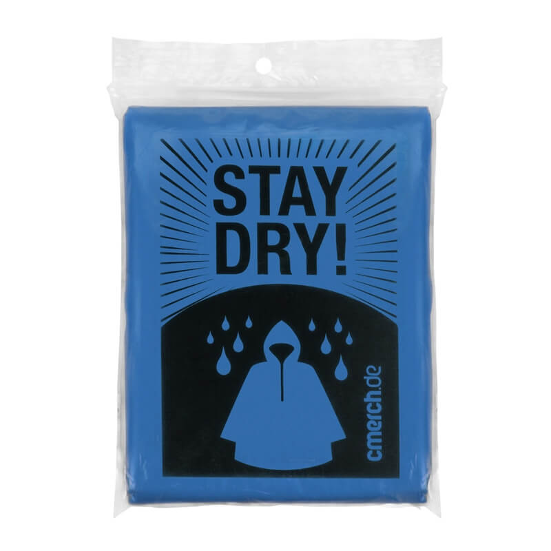 Notfall-Regenponcho mit Aufkleber 1-farbig