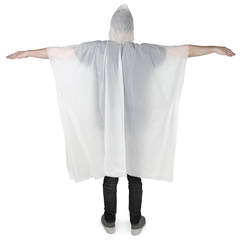 Rückansicht Bio Regenponcho aus pflanzlicher Stärke