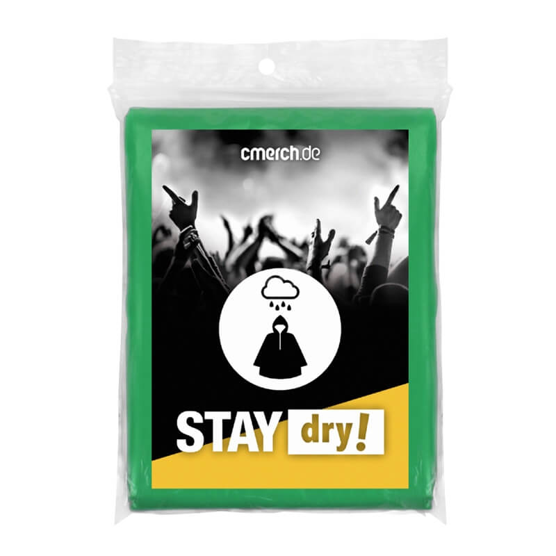 Notfall-Regenponcho mit Aufkleber 4-farbig