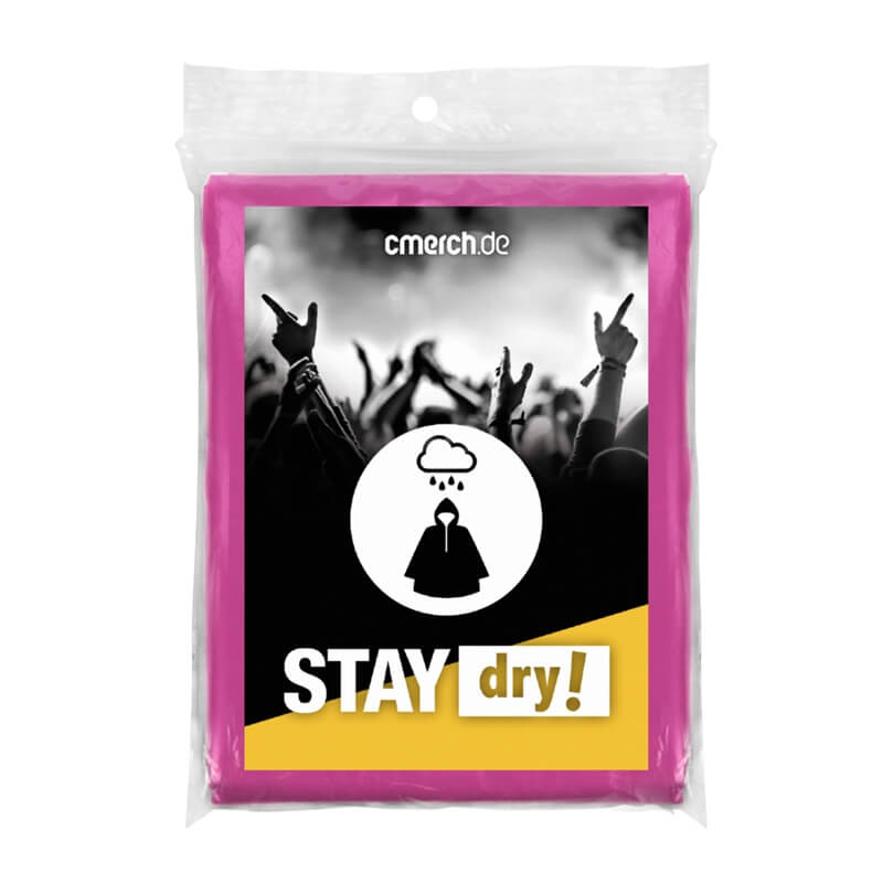 Notfall-Regenponcho mit Aufkleber 4-farbig