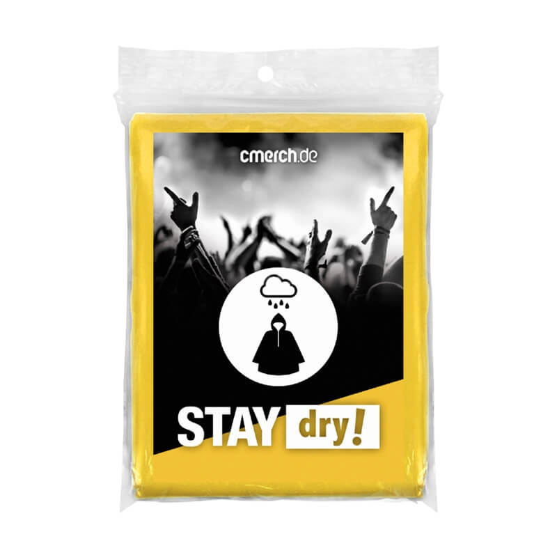 Notfall-Regenponcho mit Aufkleber 4-farbig